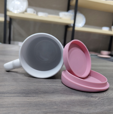 12 oz white Mug  with heart handle