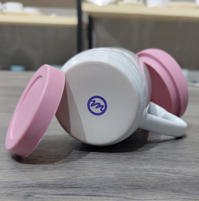 12 oz white Mug  with heart handle