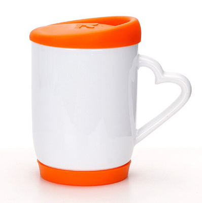 12 oz white Mug  with heart handle