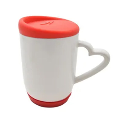 12 oz white Mug  with heart handle