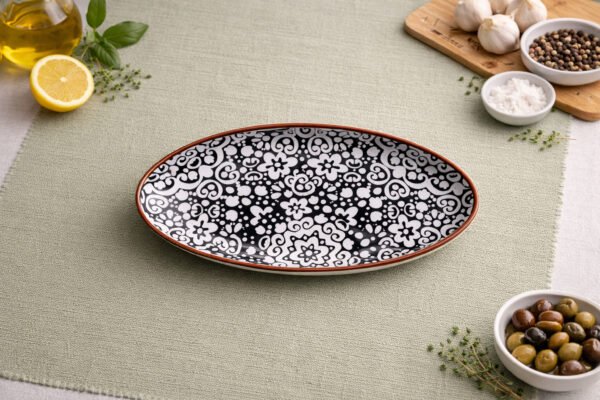 Artisan Floral Motif Oval Starter Plate