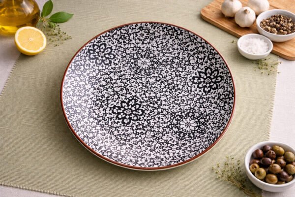 Artisan Floral Motif Round Ceramic Plate