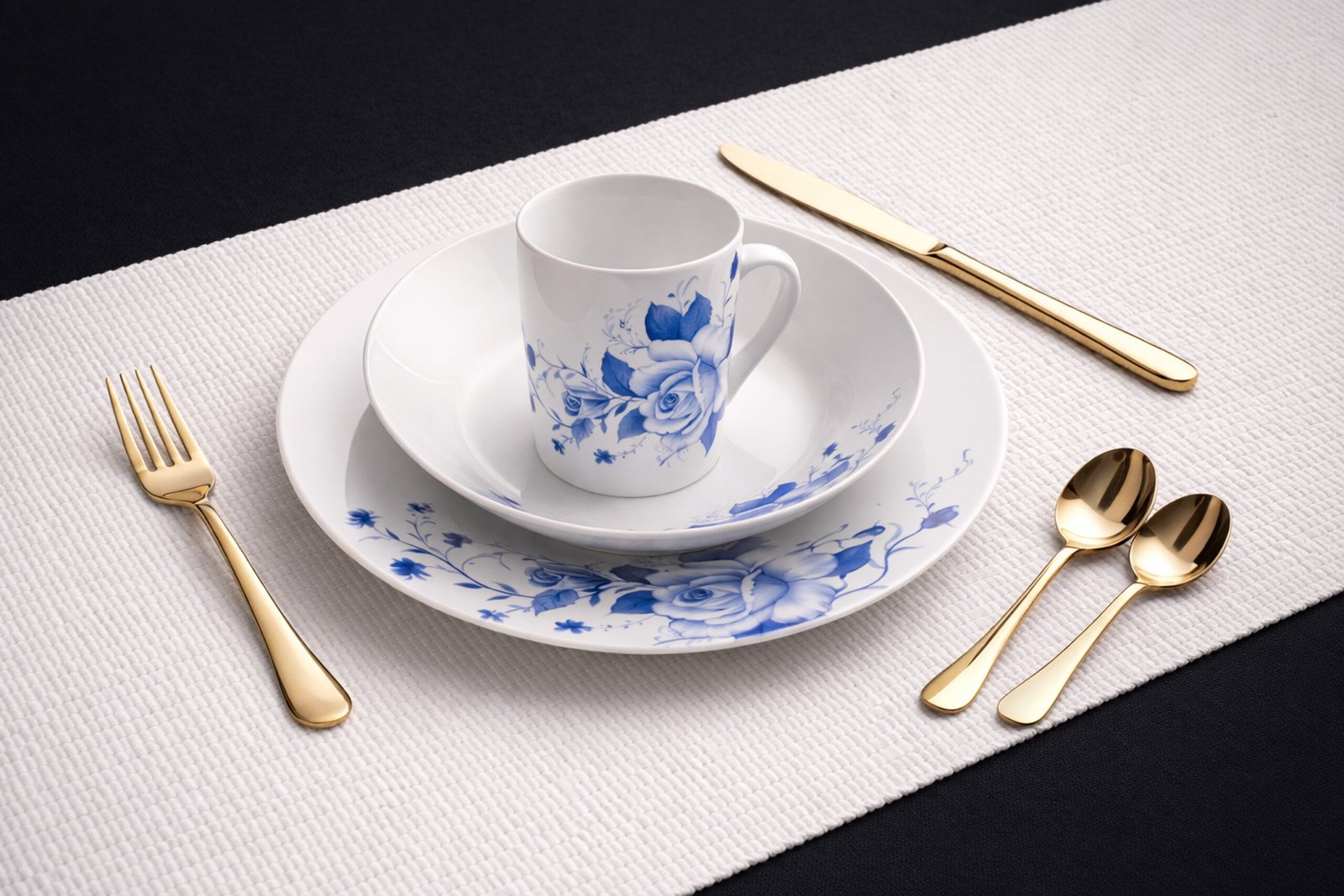 Azure Floral Porcelain Dinner Set 1