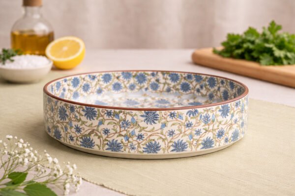 Blue Floral Ceramic Snacks Bowl