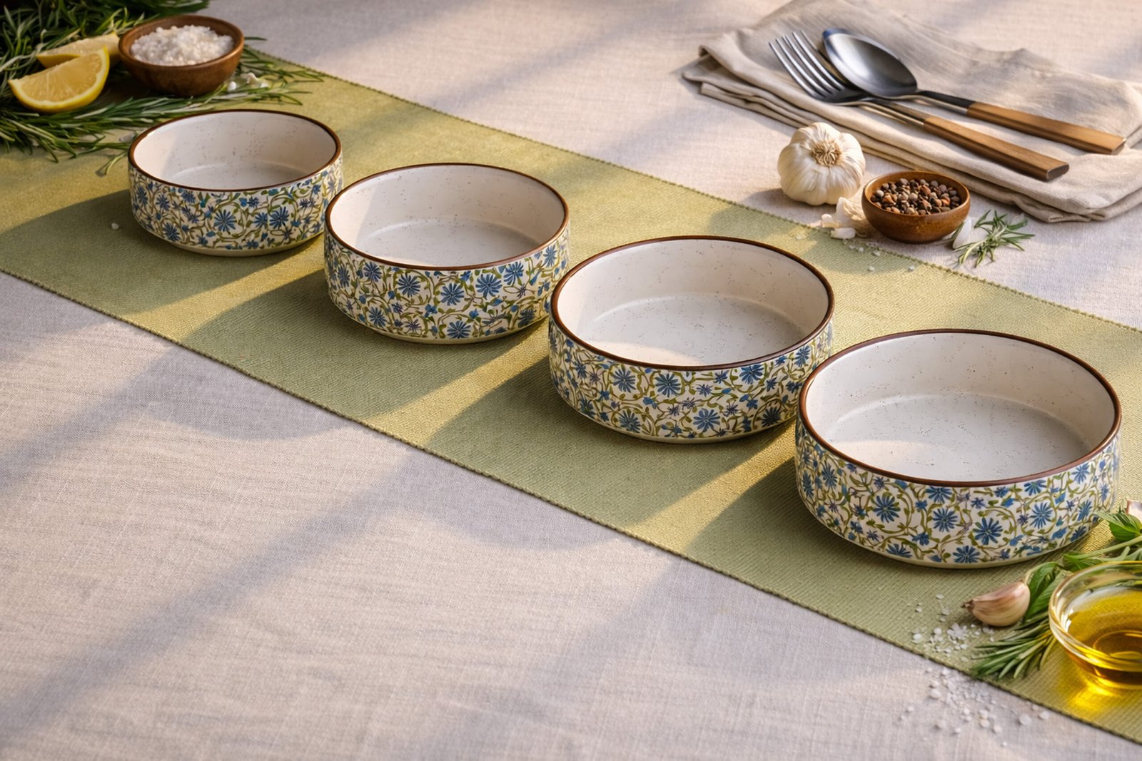 Blue Floral Ceramic Snacks Bowl2