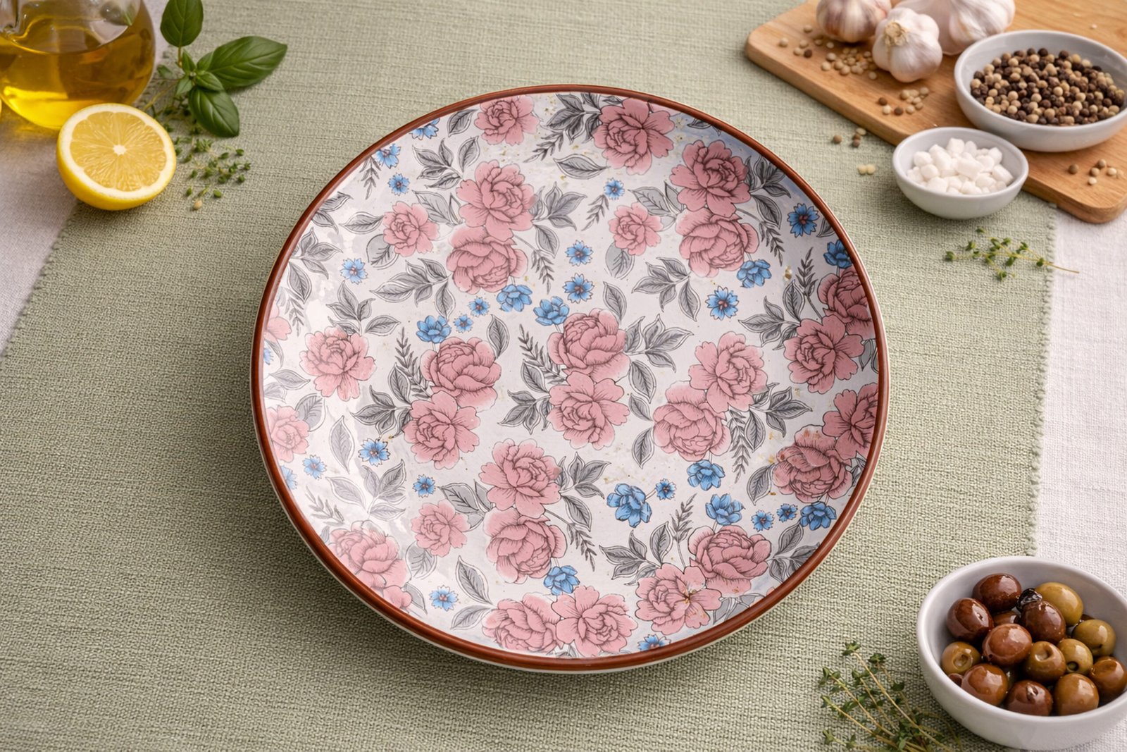Boho Style Floral Designer Dinner Plate