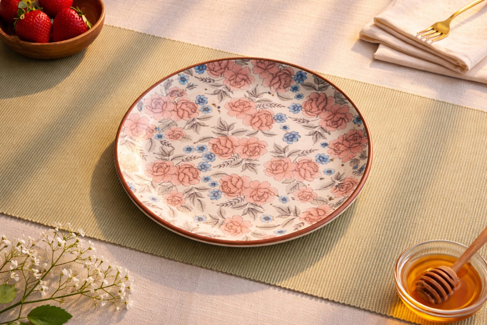 Boho Style Floral Designer Dinner Plate1