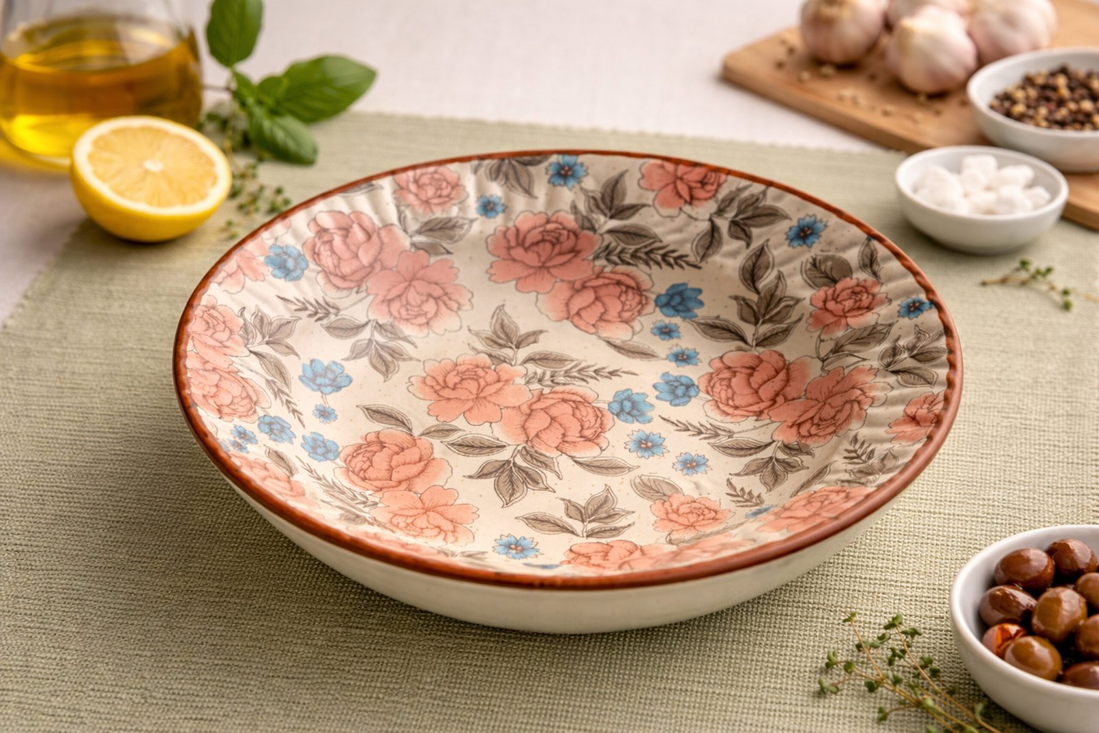 Boho Style Floral Designer Soup Plate
