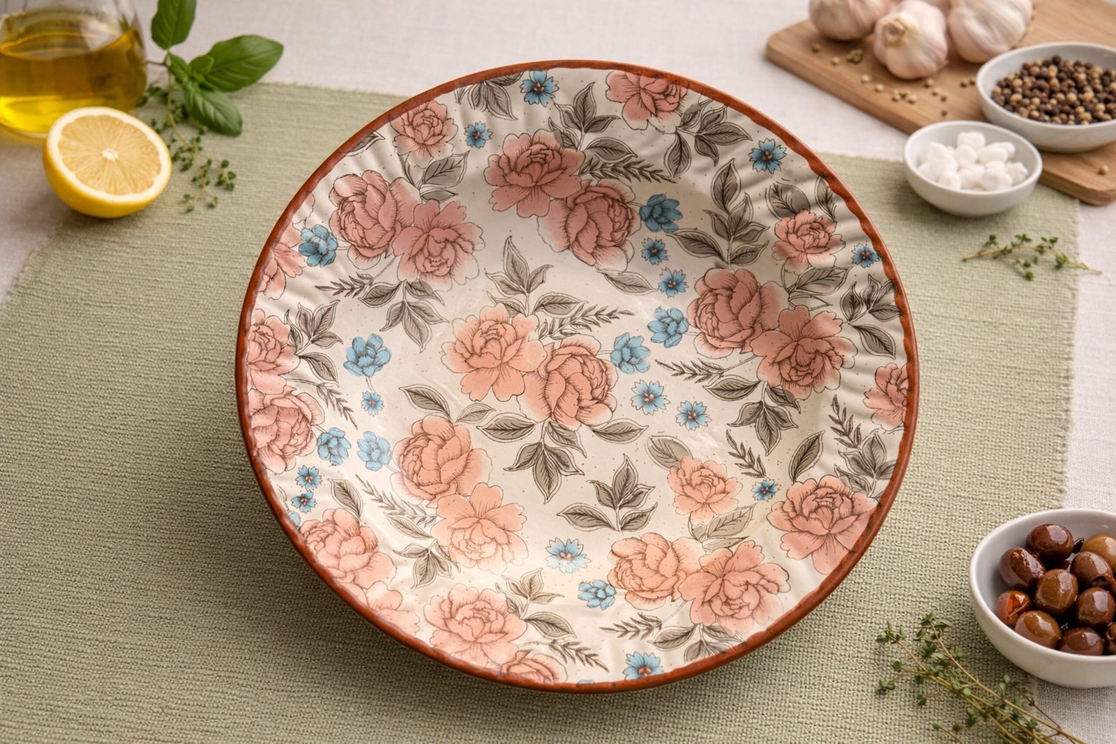 Boho Style Floral Designer Soup Plate1