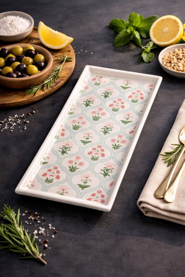 Floral Motif Rectangular Plate