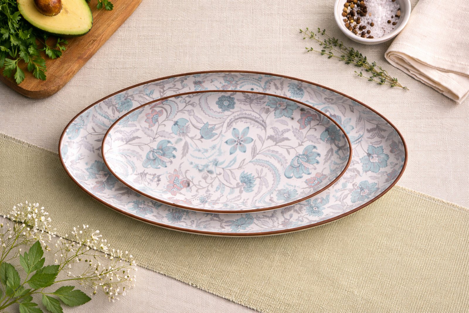 Elegant Floral Oval Dinnerware Platter