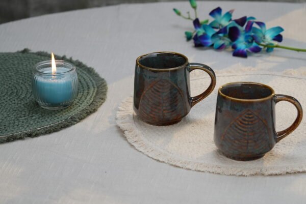 Forest Leaf Stoneware Mug – Set of two