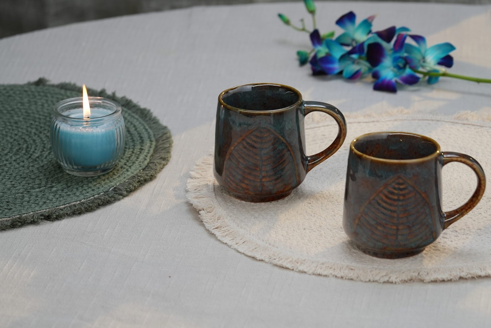 Forest Leaf Stoneware Mug – Set of two