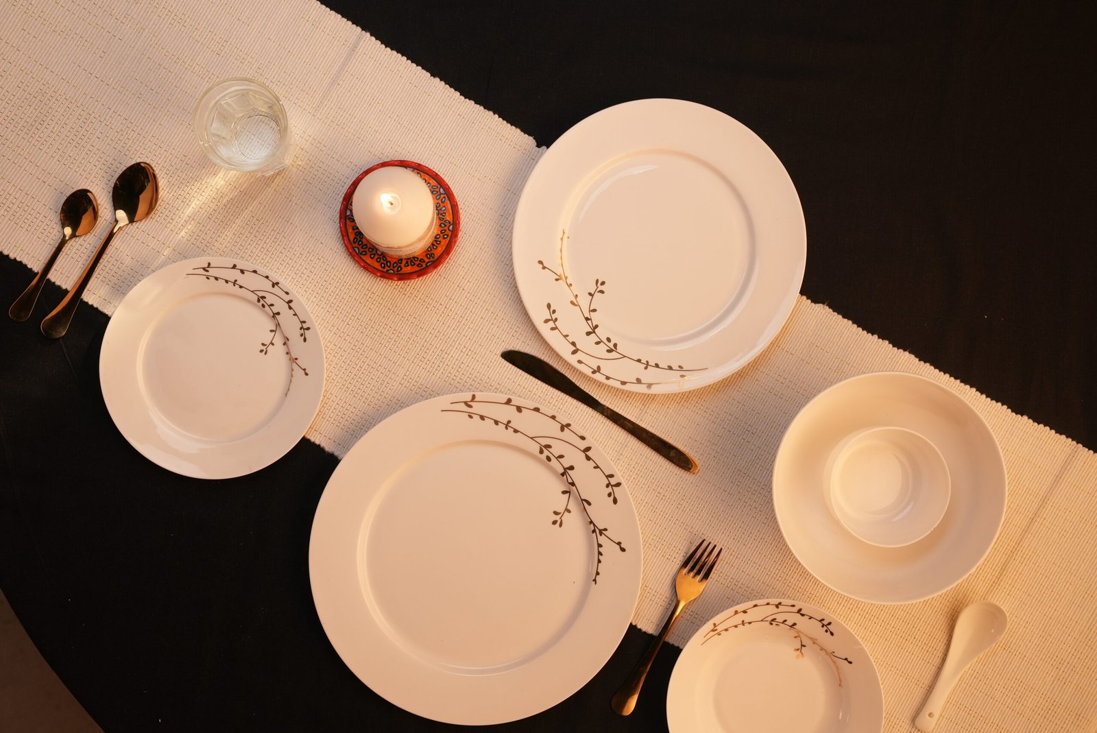 Golden Branch White Porcelain Dinner Set 1