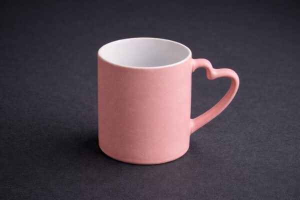 Heart Handle Pink Inside White Mug