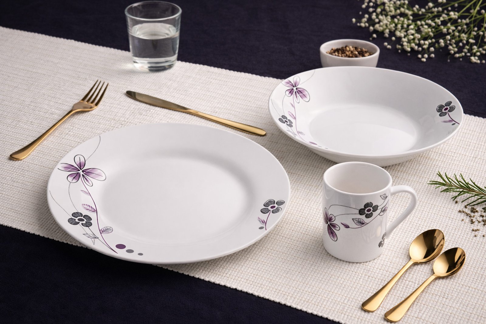 Lavender Petal Porcelain Dinner Set 2