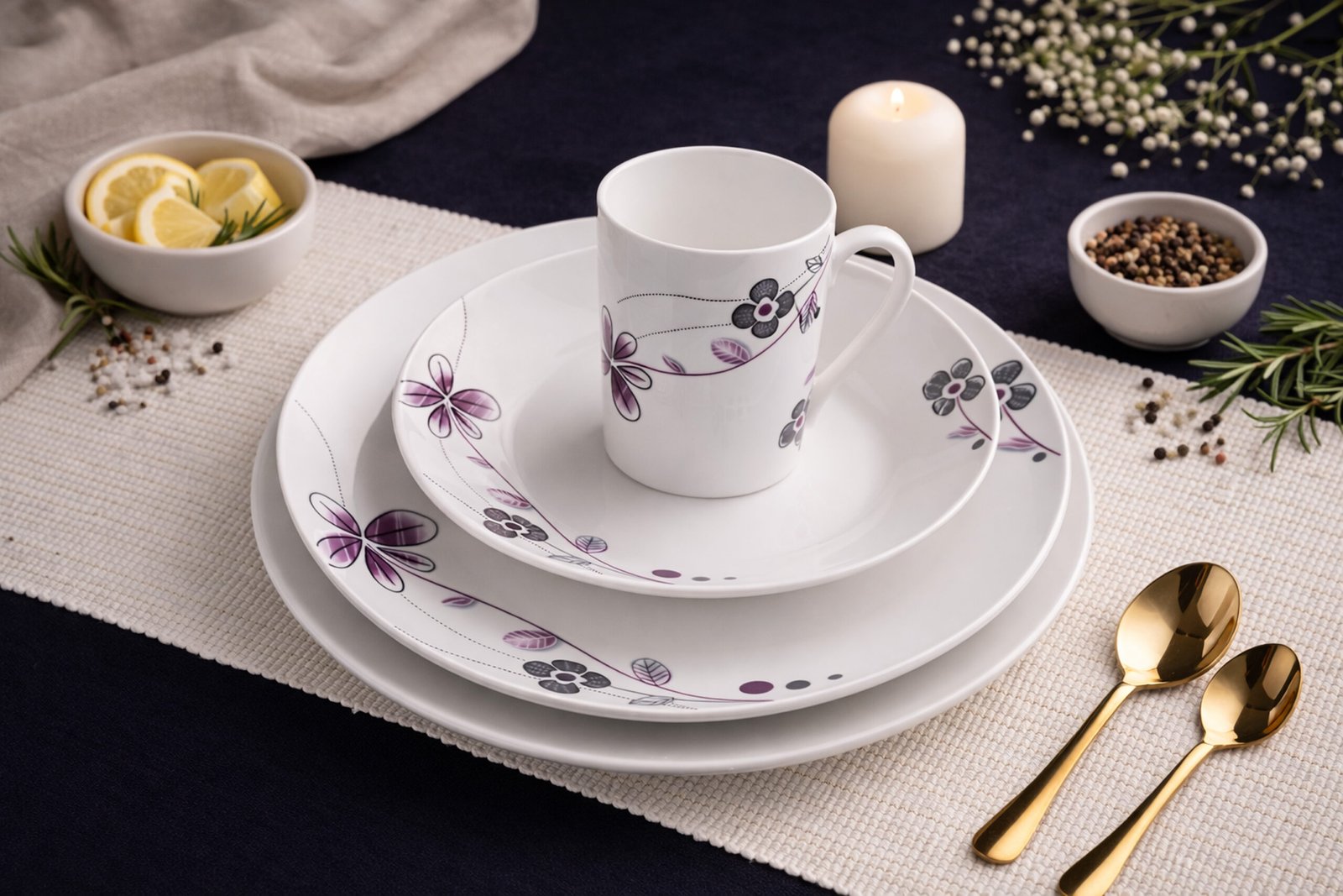 Lavender Petal Porcelain Dinner Set4