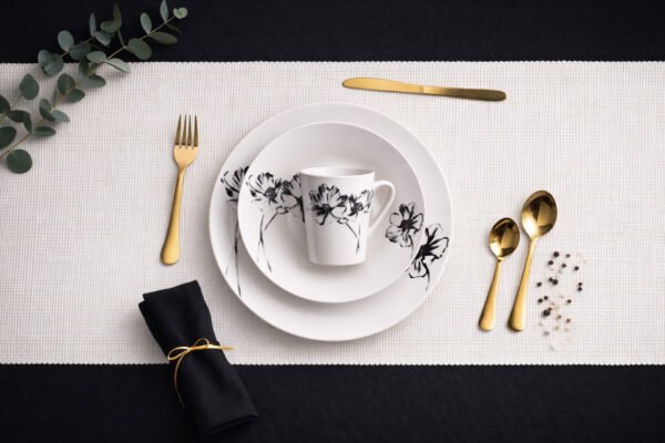 Monochrome Floral Porcelain Dinner Set