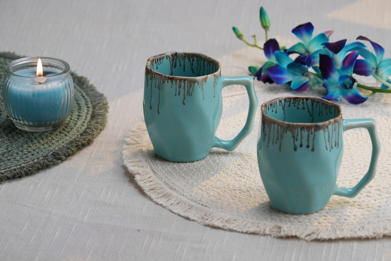 Premium Coastal Blue Reactive Glaze Mug – Set of two