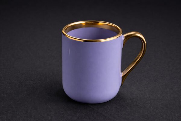 Rim & Handle Golden Color Mug(Muted Blue-Gray)