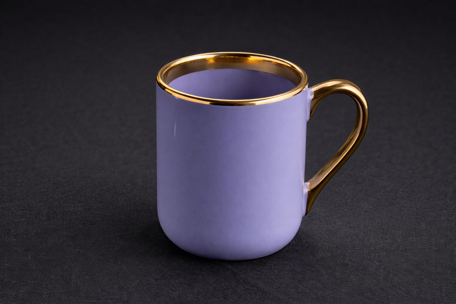 Rim & Handle Golden Color Mug(Muted Blue-Gray)