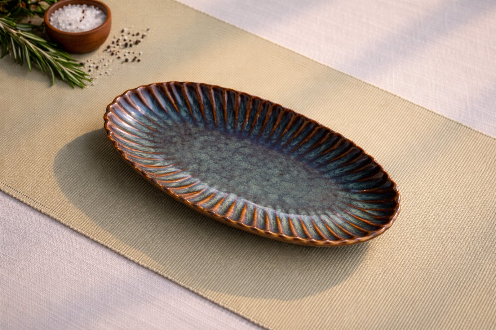 Rippled Oval Serving Platter