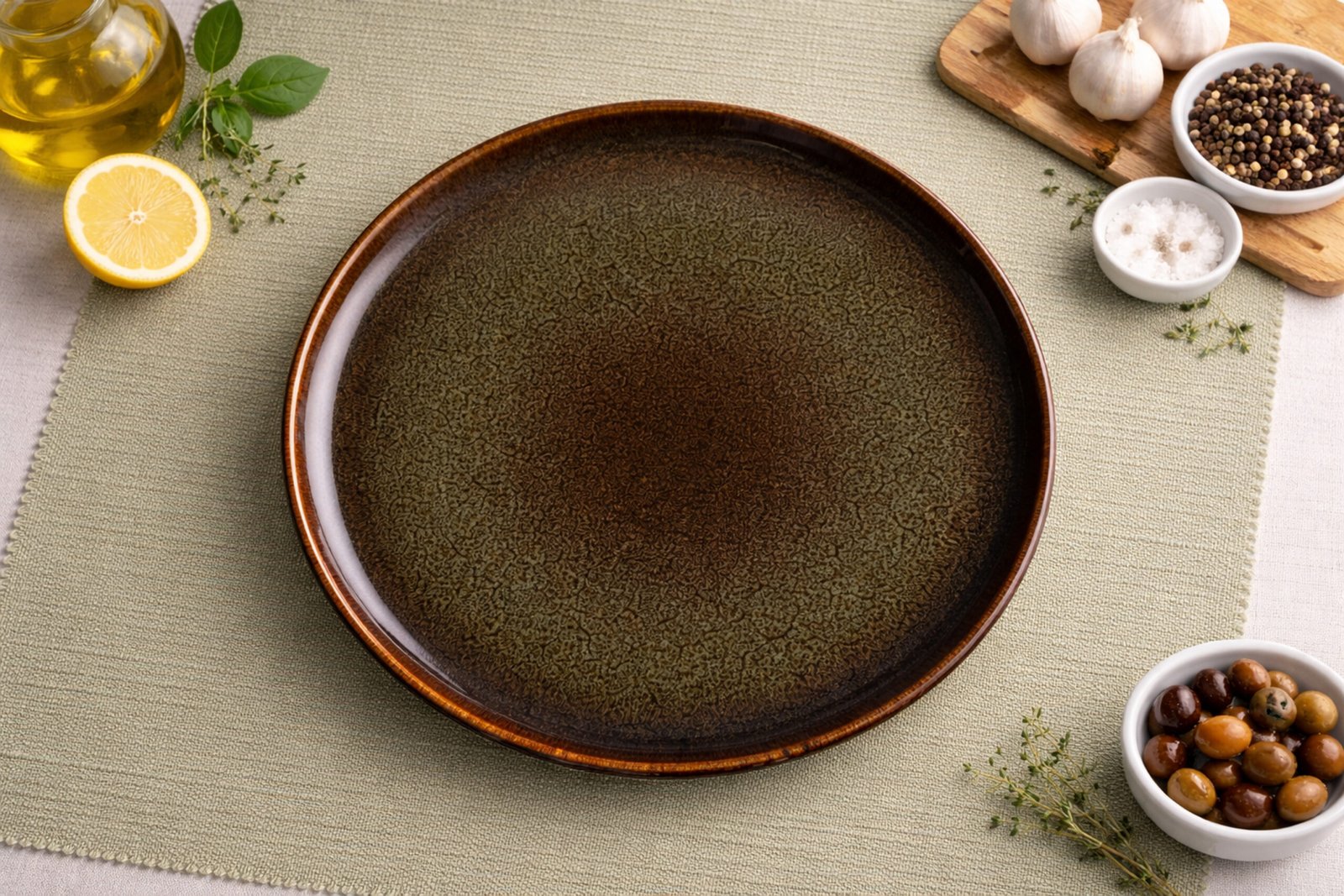 Rustic Glaze Round Stoneware Plate