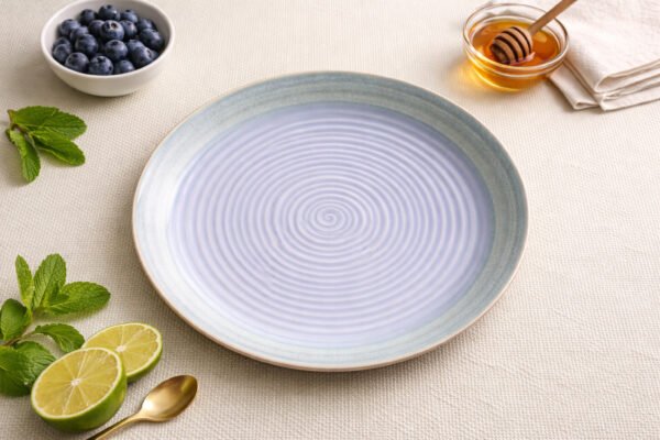 Sky Mist Ripple Stoneware Plate