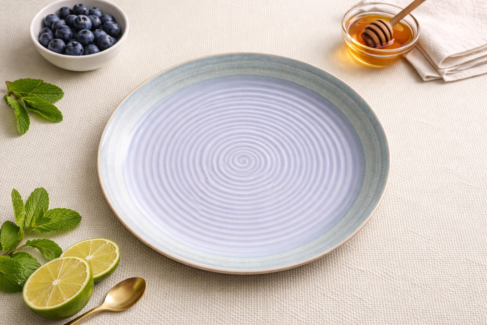 Sky Mist Ripple Stoneware Plate