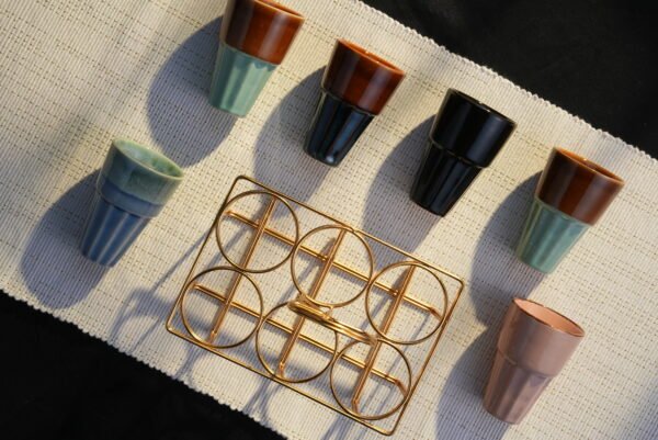 Stackable Espresso Shot Glass Set with Metal Stand