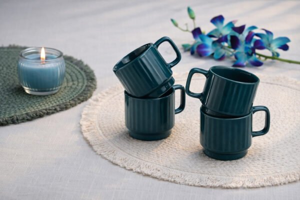 Stackable Glossy Ceramic Coffee Mugs (Set of 6)