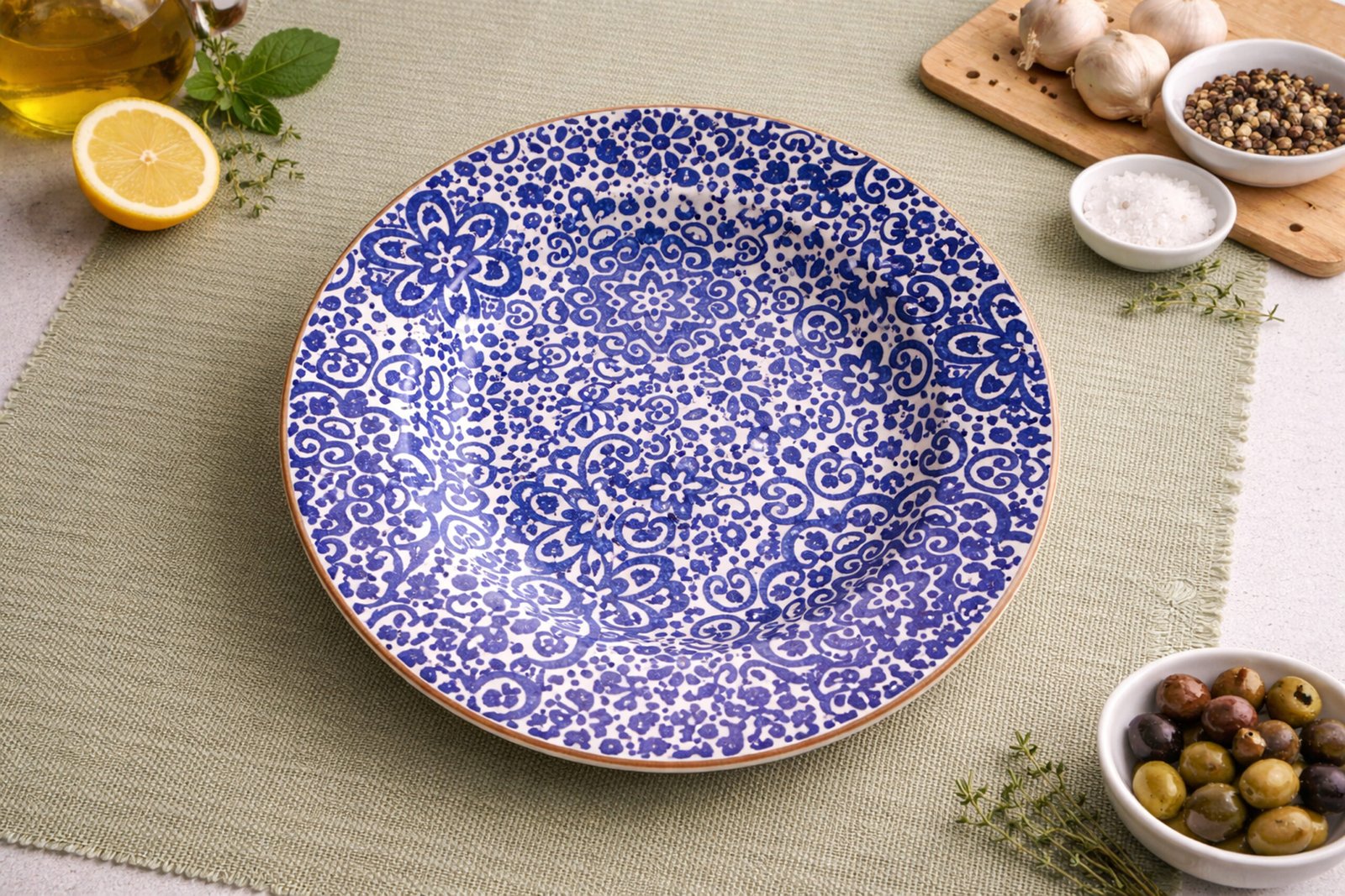 Traditional Indigo Floral Dinner Plate