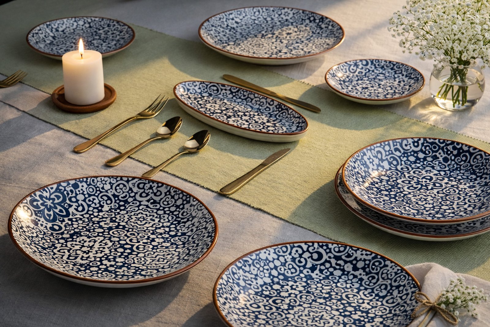 Traditional Indigo Floral Dinner Plate set